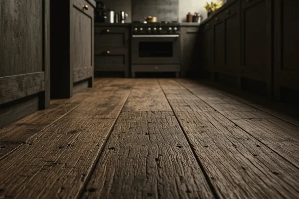 Kitchen Flooring that shows wear peeling or water damage